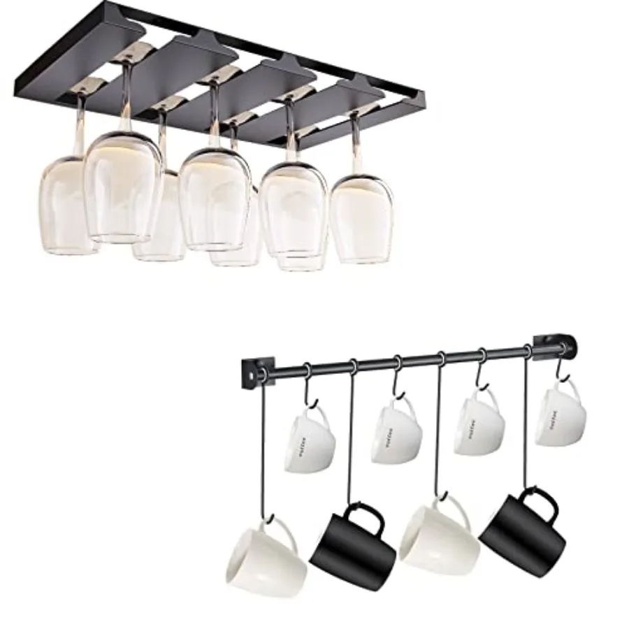 Wine Glass Rack Under Cabinet or Shelf and Coffee Mug Hooks Wall Mounted Set Stainless Steel Stemware Hanger Modern Hanging Tea
Wine Glass Rack Under Cabinet or Shelf and Coffee Mug Hooks Wall Mounted Set Stainless Steel Stemware Hanger Modern Hanging Tea