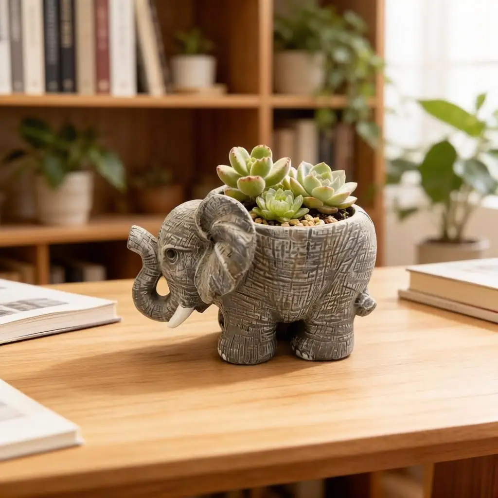 Креативный кашпо в форме слона из смолы для улицы и дома, декоративный горшок для растений для сада, двора, офиса, рабочего стола
Креативный кашпо в форме слона из смолы для улицы и дома, декоративный горшок для растений для сада, двора, офиса, рабочего стола