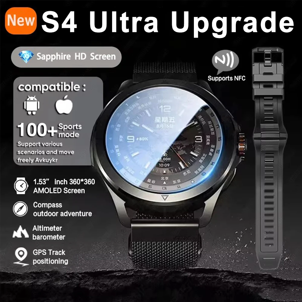 2025 New For S4 Ultra Upgrade Outdoor Sport Men HD AMOLED Display GPS Track Heart Rate Bluetooth Call Waterproof Smart Watch
2025 New For S4 Ultra Upgrade Outdoor Sport Men HD AMOLED Display GPS Track Heart Rate Bluetooth Call Waterproof Smart Watch