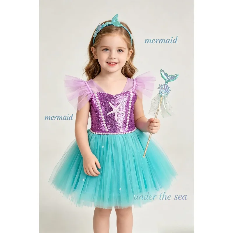 Mermaid Sparkly Tulle Tutu Dress Set, Cosplay Outfit with Headband, Halloween Birthday Holiday Carnival Stage Fancy Costume
Mermaid Sparkly Tulle Tutu Dress Set, Cosplay Outfit with Headband, Halloween Birthday Holiday Carnival Stage Fancy Costume
