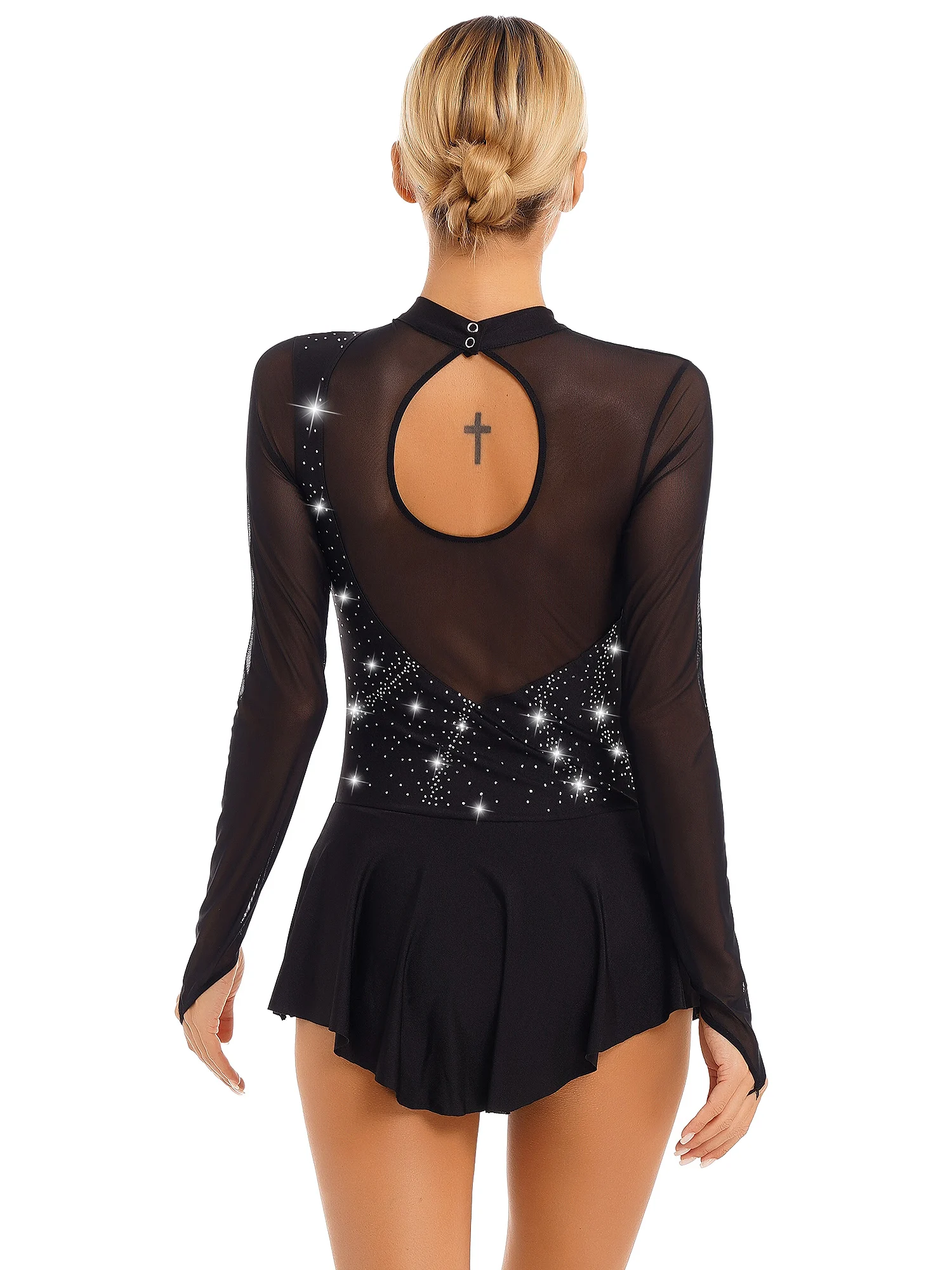 Womens Rhinestone Figure Ice Skating Dress Gymnastics Leotard Dress Long Sleeve Mesh Splice Competition Dance Costume
Womens Rhinestone Figure Ice Skating Dress Gymnastics Leotard Dress Long Sleeve Mesh Splice Competition Dance Costume