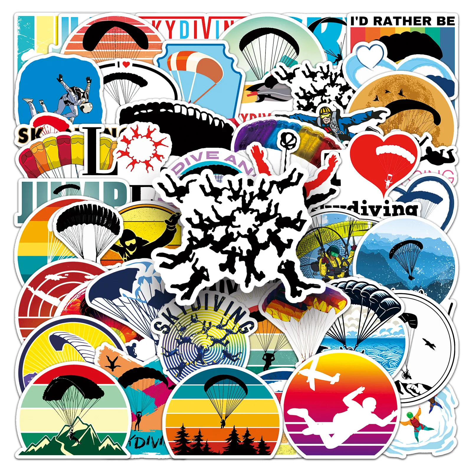 50-100PCS Skydiving Graffiti Stickers Creative Extreme Sport Waterproof Decals for Water Bottle Skateboard Luggage Outdoor Decor
50-100PCS Skydiving Graffiti Stickers Creative Extreme Sport Waterproof Decals for Water Bottle Skateboard Luggage Outdoor Decor