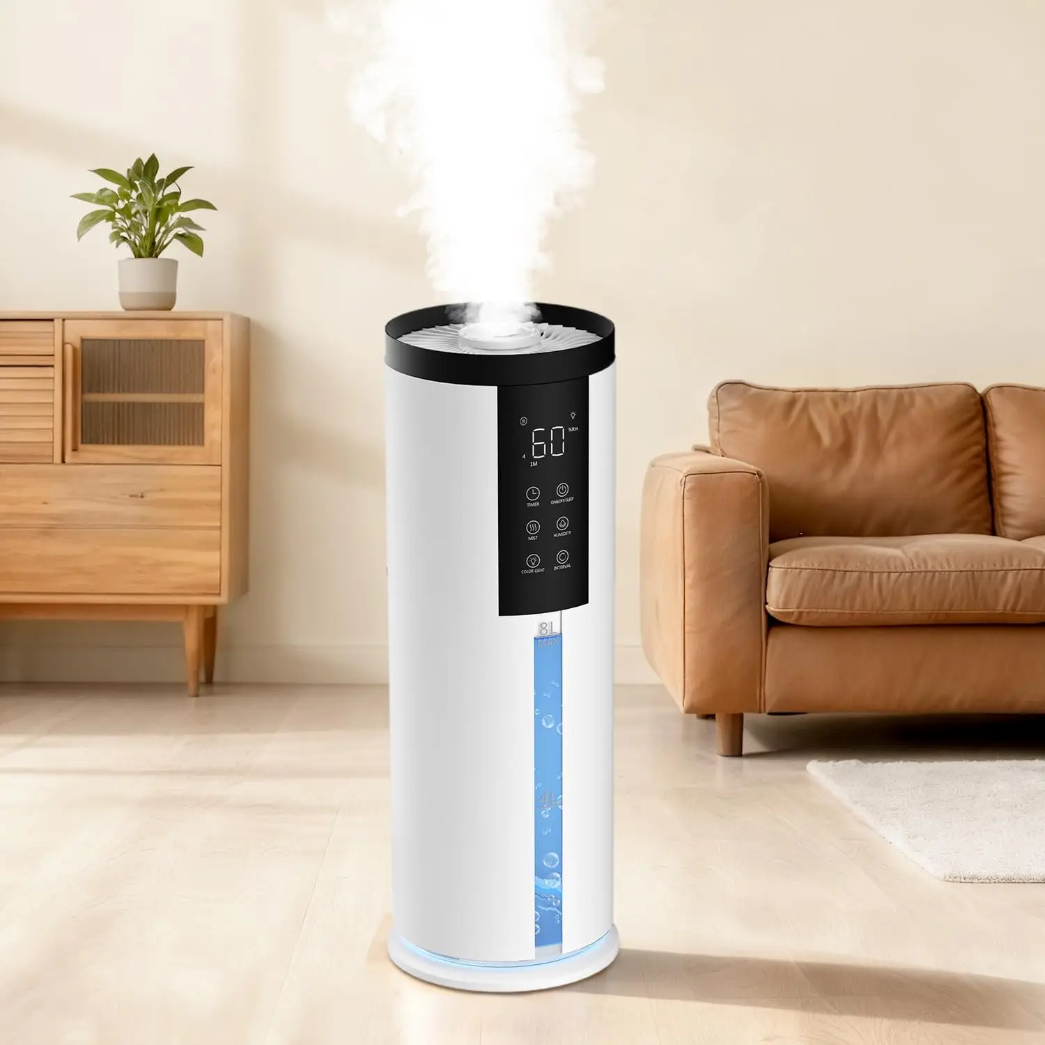 8L Cool Mist Humidifier for Large Room 550 sq ft, Top Fill, 120H Runtime, Quiet 35dB, 4 Mist Levels
8L Cool Mist Humidifier for Large Room 550 sq ft, Top Fill, 120H Runtime, Quiet 35dB, 4 Mist Levels