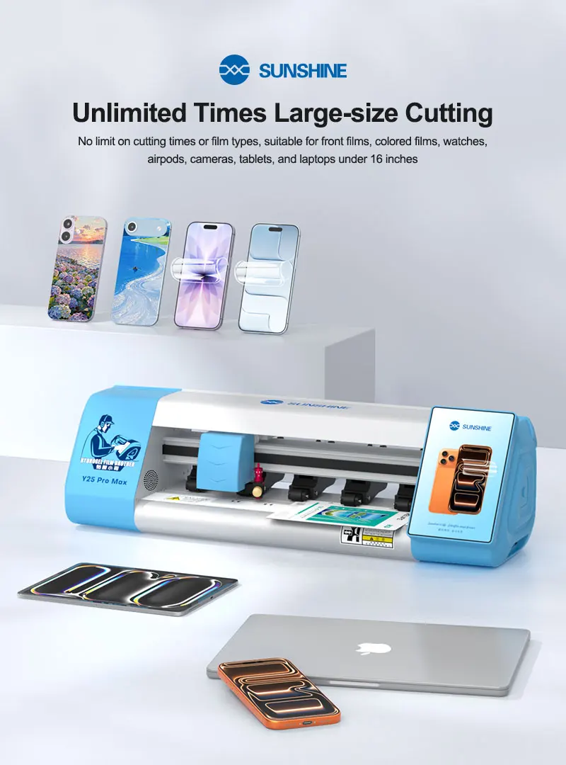 Sunshine Y25 Pro Max 16inch Unlimited Film Cutting Machine 7inch Smart Display/Voice Broadcast for for Cutting Front/Back Films
Sunshine Y25 Pro Max 16inch Unlimited Film Cutting Machine 7inch Smart Display/Voice Broadcast for for Cutting Front/Back Films