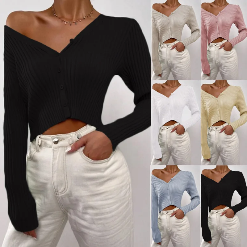 Women's Knitted Sweater Coat European Style Slim Fit Basic Model Button Detail V-Neck Long Sleeve Medium Thickness Pure Color
Women's Knitted Sweater Coat European Style Slim Fit Basic Model Button Detail V-Neck Long Sleeve Medium Thickness Pure Color