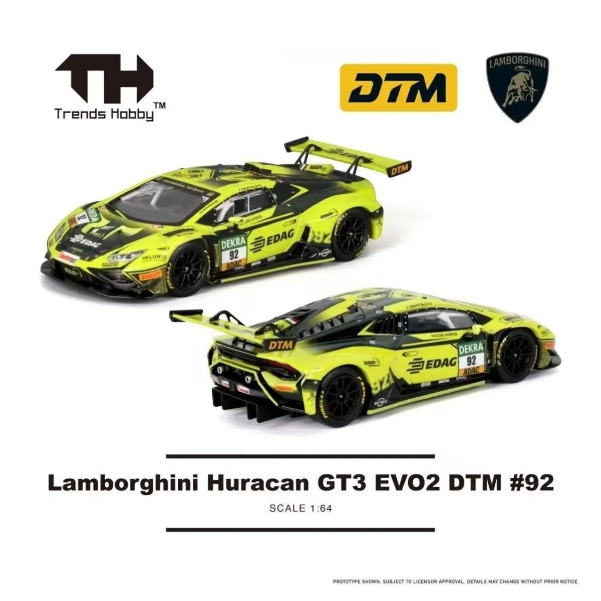 1:64 Lamborghini Huracan GT3 EVO2 DTM #92 #94 Racing Miniature Model Trends Hobby® Toy Car Free Wheels Diecast Collection Gift
1:64 Lamborghini Huracan GT3 EVO2 DTM #92 #94 Racing Miniature Model Trends Hobby® Toy Car Free Wheels Diecast Collection Gift