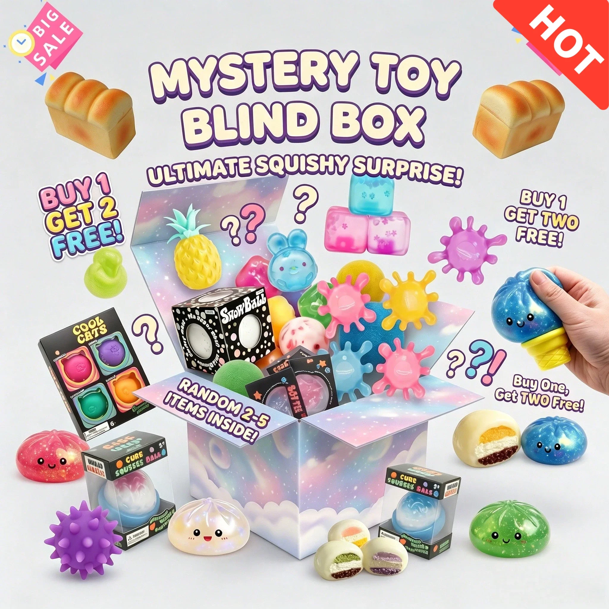 Buy 1 Get 2 Free! Mystery Squishy Blind Box – Random Stress Relief Toys, 3 Independent Draws Per Set
Buy 1 Get 2 Free! Mystery Squishy Blind Box – Random Stress Relief Toys, 3 Independent Draws Per Set
