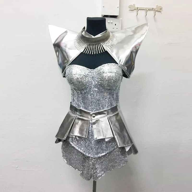 Bar Gogo Dance Stage Costume Silver Future Sense Outfit Sequins Drag Queen Clothing Singer Dancer Performance Clothes VDB7068
Bar Gogo Dance Stage Costume Silver Future Sense Outfit Sequins Drag Queen Clothing Singer Dancer Performance Clothes VDB7068