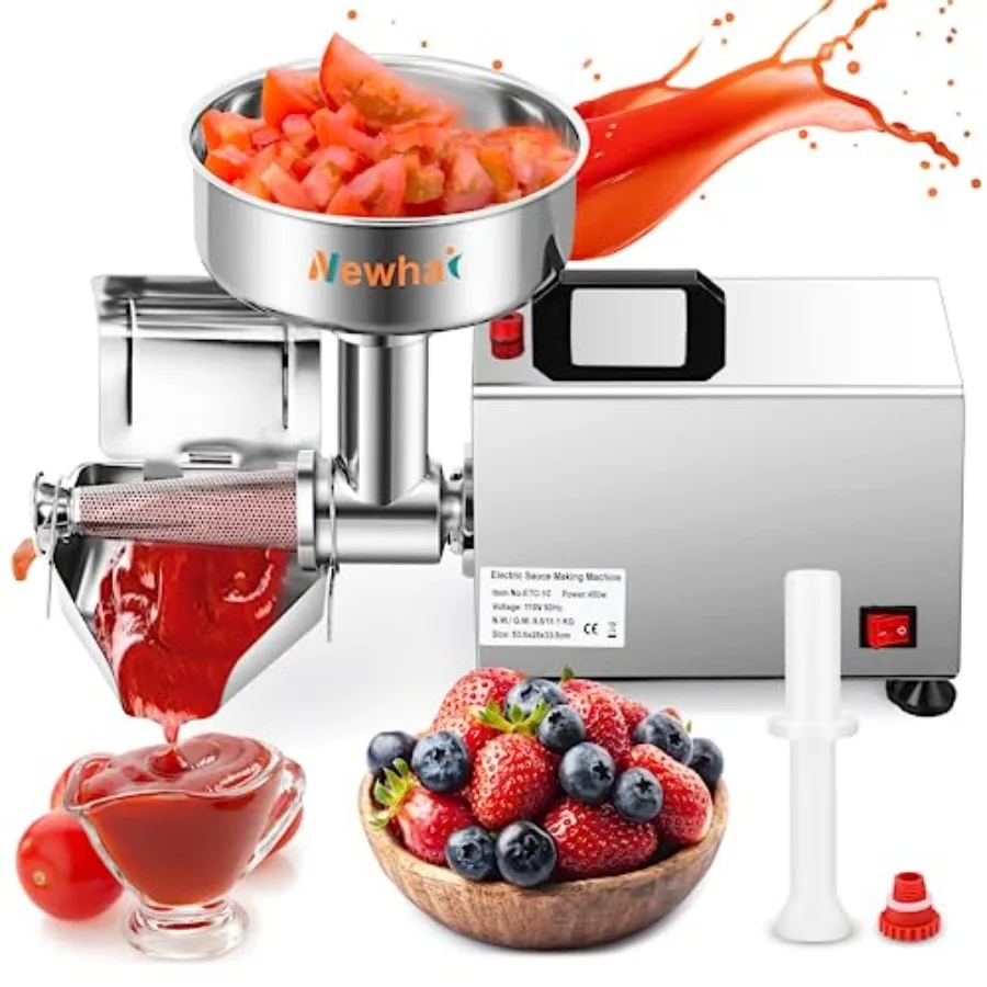Commercial tomato strainer machine for sauce making, stainless steel construction, red color, 450W high-power electric food squ
Commercial tomato strainer machine for sauce making, stainless steel construction, red color, 450W high-power electric food squ