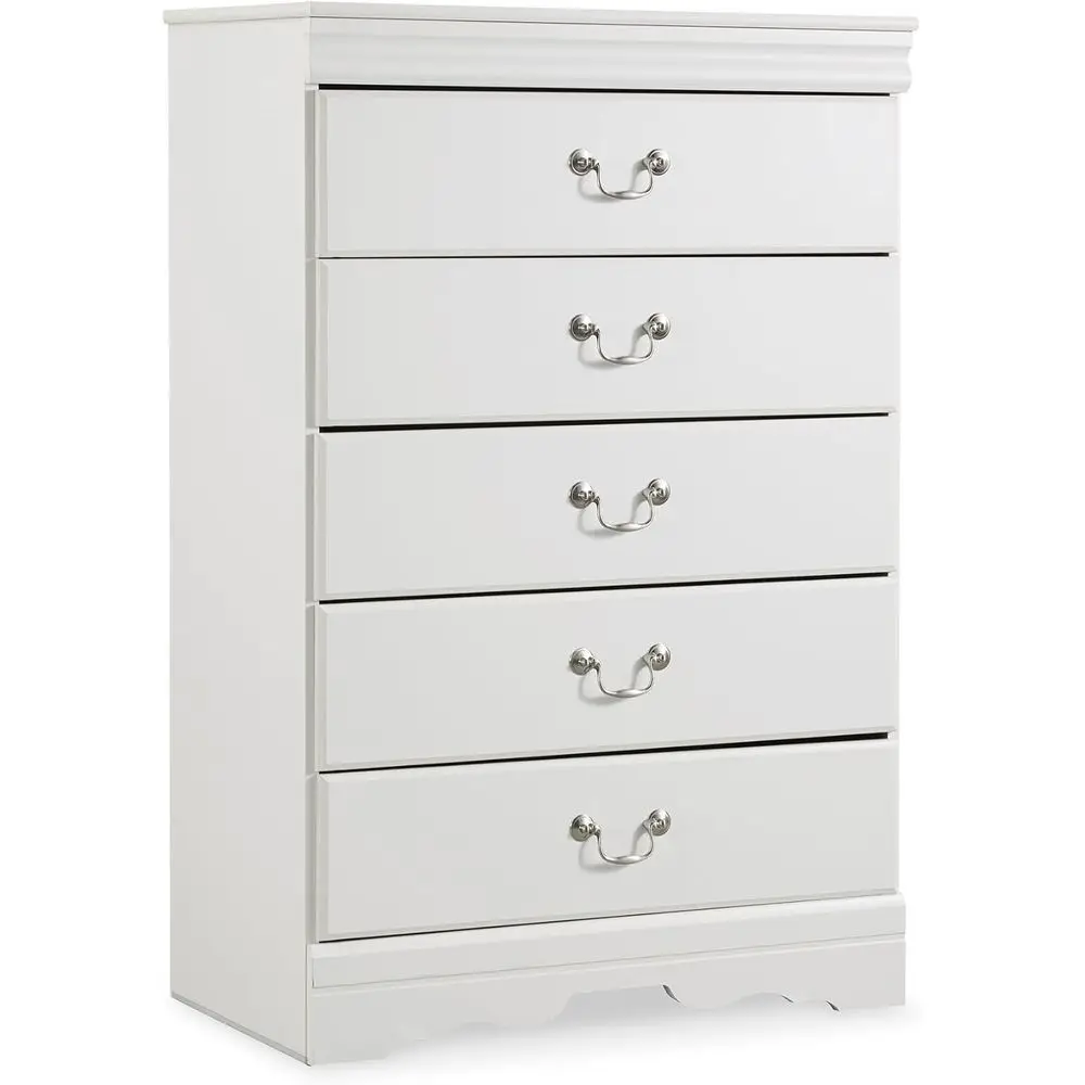 Contemporary 5 Der Chest, 45.08" H x 29.76" W x 15.83" D, Engineered Wood, White inish, Smooth-Gliding Ders, Aged Pewter-Tone Ha
Contemporary 5 Der Chest, 45.08" H x 29.76" W x 15.83" D, Engineered Wood, White inish, Smooth-Gliding Ders, Aged Pewter-Tone Ha