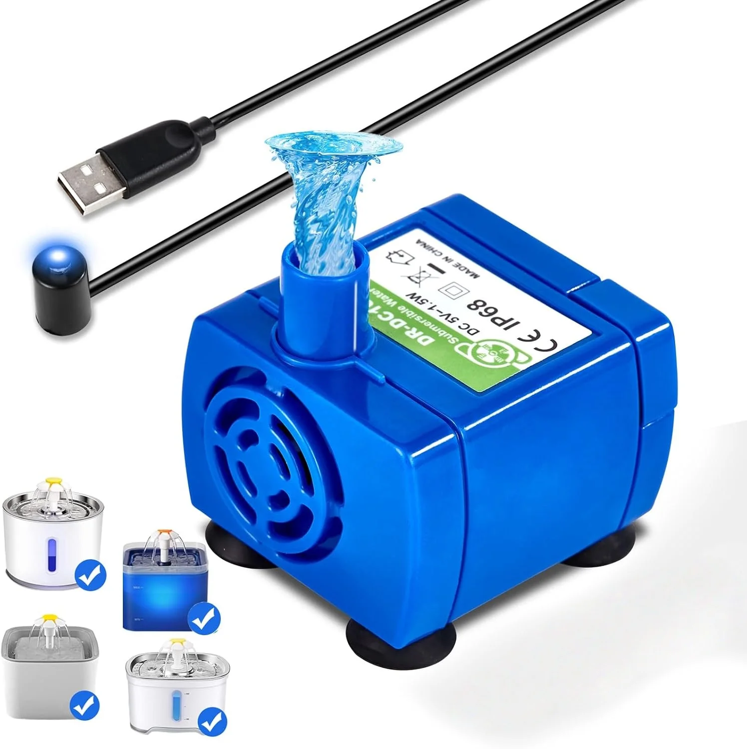 33Q Water Pump for Cat Water Fountain Replacement Motor LED Blue Light for Pet Dog Water 1Dispenser USB Plug Pet Accessories
33Q Water Pump for Cat Water Fountain Replacement Motor LED Blue Light for Pet Dog Water 1Dispenser USB Plug Pet Accessories