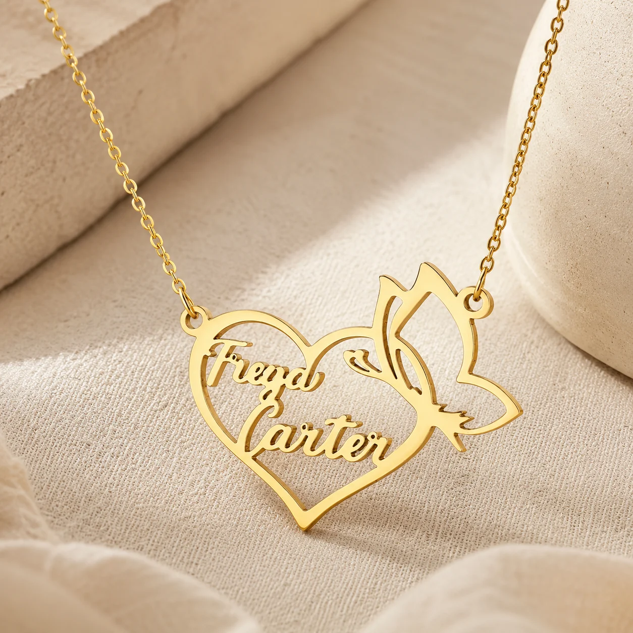 Personalized Heart Butterfly Name Necklace Stainless Steel Custom Two Names Pendant for Women Gold Silver Jewelry Gift
Personalized Heart Butterfly Name Necklace Stainless Steel Custom Two Names Pendant for Women Gold Silver Jewelry Gift