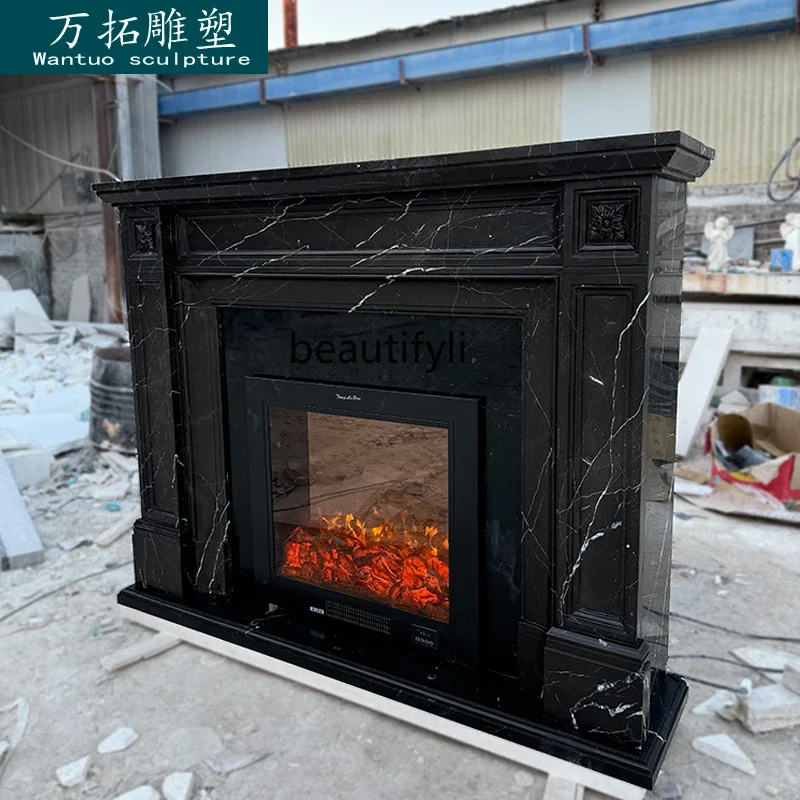 Marble fireplace black and white root stone fireplace French American modern simplicity, stone carving B06
Marble fireplace black and white root stone fireplace French American modern simplicity, stone carving B06