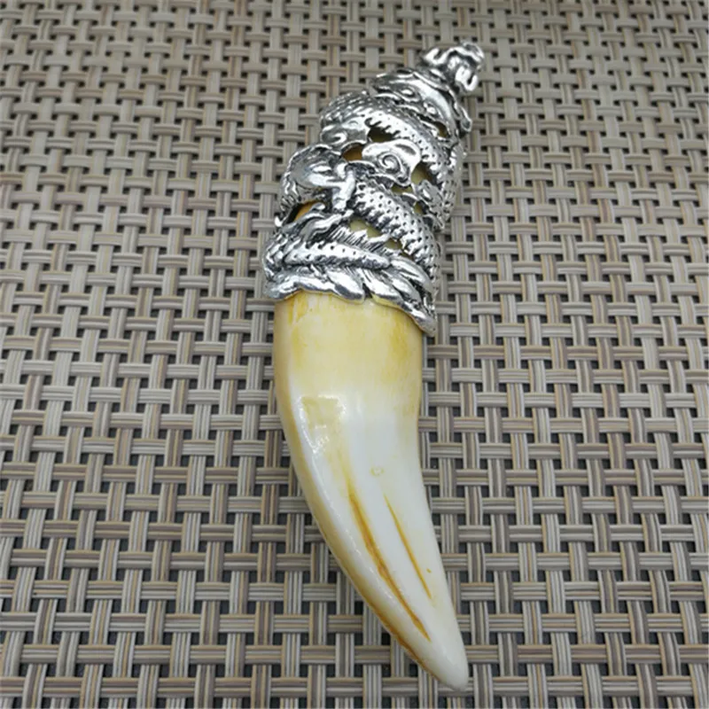 Chinese Antique Boars Tooth Wild Hog Silver Dragon Protective Talisman Pendant
Chinese Antique Boars Tooth Wild Hog Silver Dragon Protective Talisman Pendant