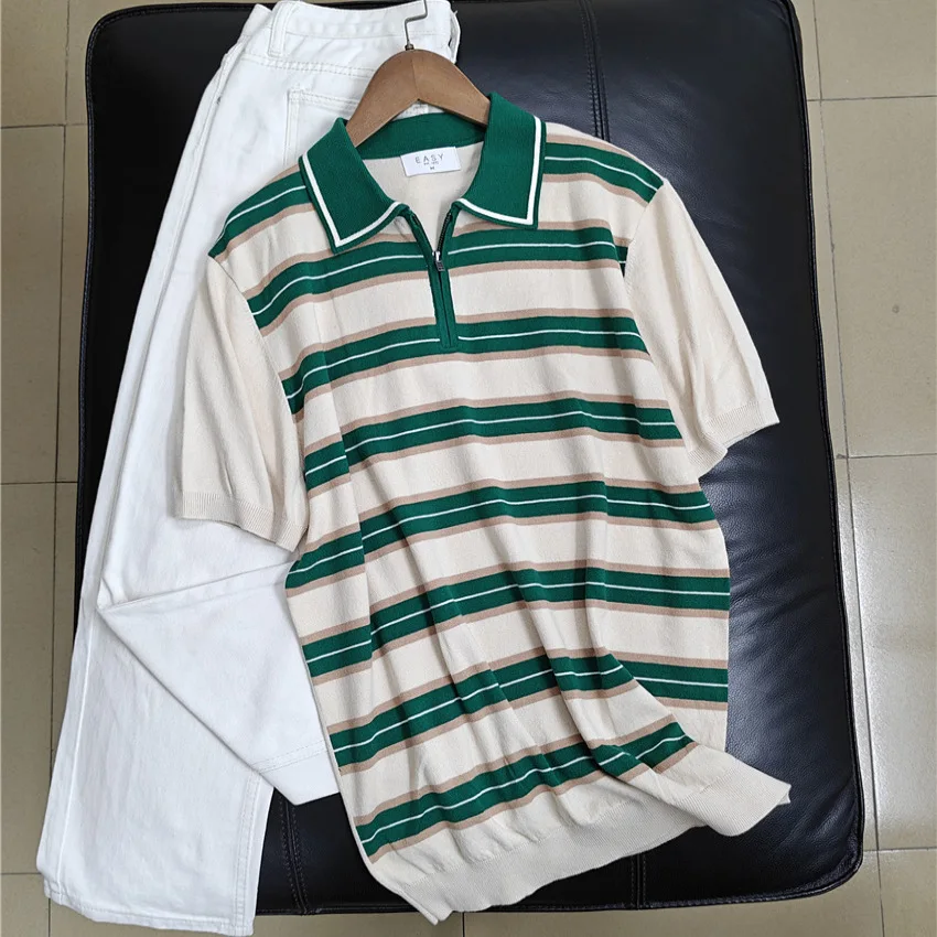 Мужская трикотажная рубашка Sli Briti Sle Spring Summer с открытым воротом, в полоску, с коротким рукавом, повседневная, деловая, свободного кроя
Мужская трикотажная рубашка Sli Briti Sle Spring Summer с открытым воротом, в полоску, с коротким рукавом, повседневная, деловая, свободного кроя