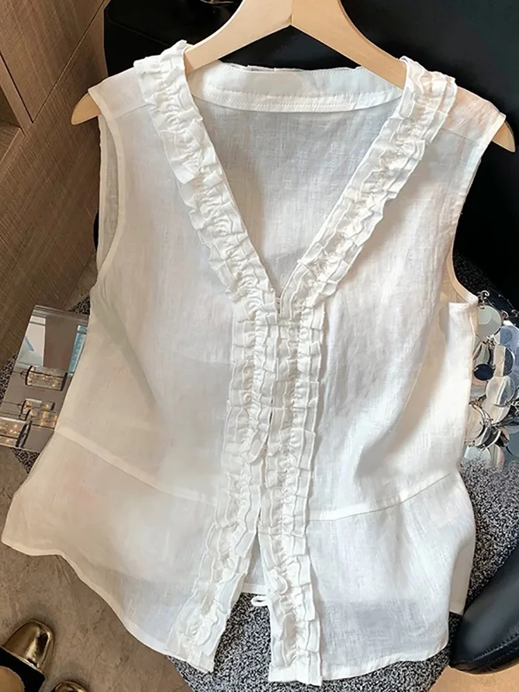 White Lace Trim Svel V-Ne Cotton Linen Loose Women's irt Summer New Sle Lightweight Luxury Feel Small Top
White Lace Trim Svel V-Ne Cotton Linen Loose Women's irt Summer New Sle Lightweight Luxury Feel Small Top