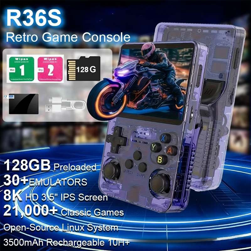 New R36S retro game console,Handheld Game Console, 128GB Large Storage, 21000+ Retro Games, 8K Ultra HD IPS Screen, 3D Game Supp
New R36S retro game console,Handheld Game Console, 128GB Large Storage, 21000+ Retro Games, 8K Ultra HD IPS Screen, 3D Game Supp