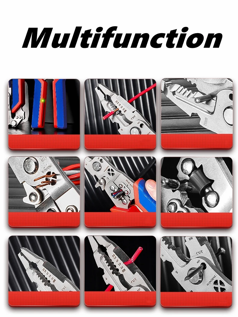 Multifunctional Folding Electrical Tool, Wire Stripper with Test Pen, Cable Cutter and Crimper Pliers, All-in-One Portable Kit
Multifunctional Folding Electrical Tool, Wire Stripper with Test Pen, Cable Cutter and Crimper Pliers, All-in-One Portable Kit