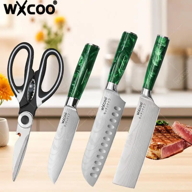 WXCOO Дамасский лазерный японский нож Нож мясника Кухонные ножницы Тесак Сантоку для нарезки фруктов Нержавеющая сталь
WXCOO Дамасский лазерный японский нож Нож мясника Кухонные ножницы Тесак Сантоку для нарезки фруктов Нержавеющая сталь