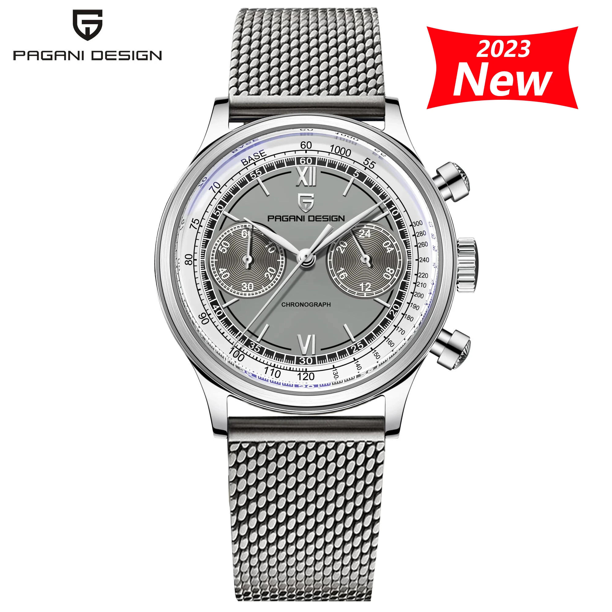 PAGANI DESIGN 2023 New AR Sapphire mirror 100M Waterproof watch for men TMI VK64 Luxury Automatic Chronograph Leather/Mesh belt
PAGANI DESIGN 2023 New AR Sapphire mirror 100M Waterproof watch for men TMI VK64 Luxury Automatic Chronograph Leather/Mesh belt