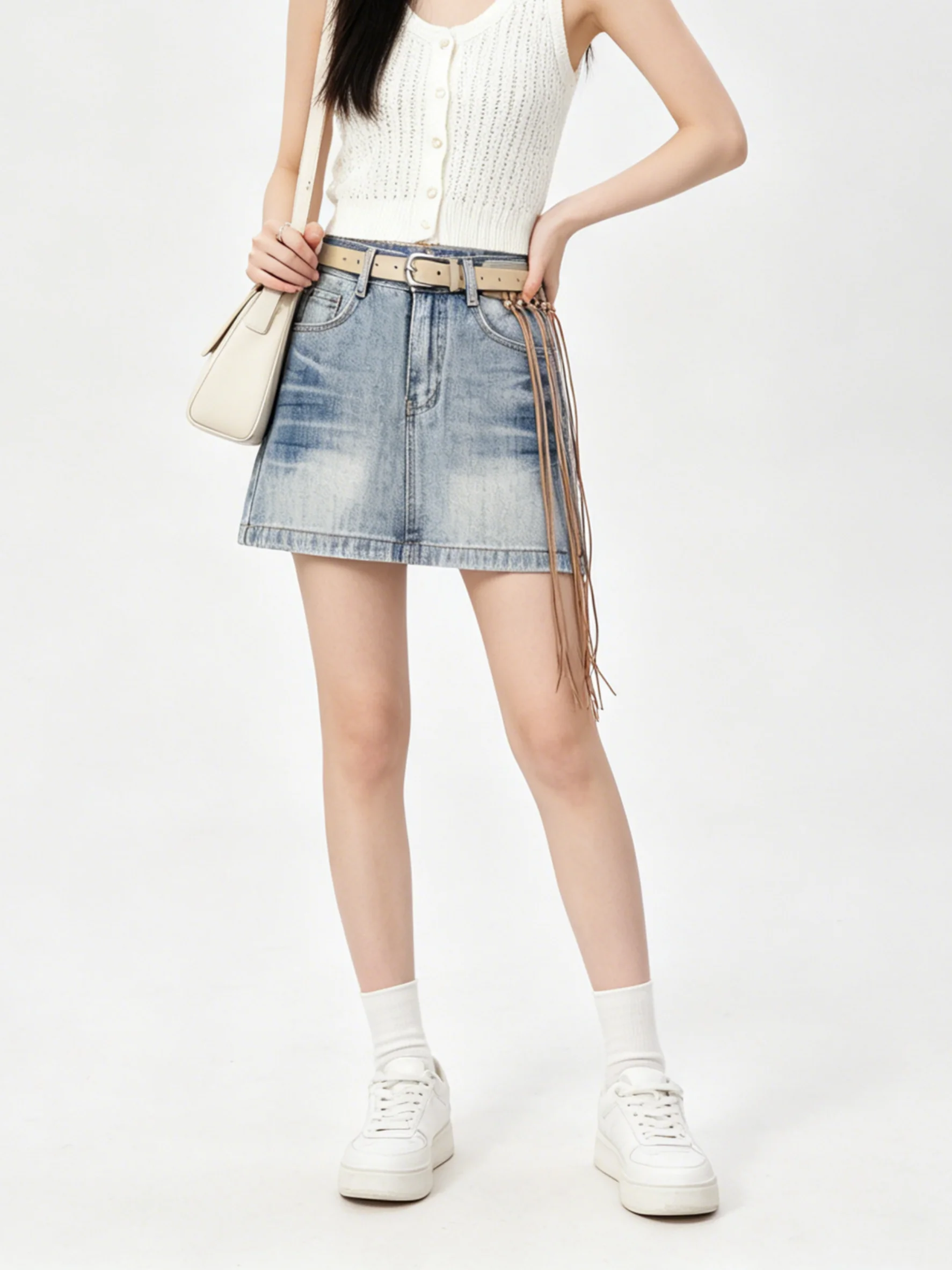 Summer Vintage Slimming A-Line Denim Skirt Commuter Style Korean Version Wrap Bodycon Skirt Standard Fit Casual Wear
Summer Vintage Slimming A-Line Denim Skirt Commuter Style Korean Version Wrap Bodycon Skirt Standard Fit Casual Wear