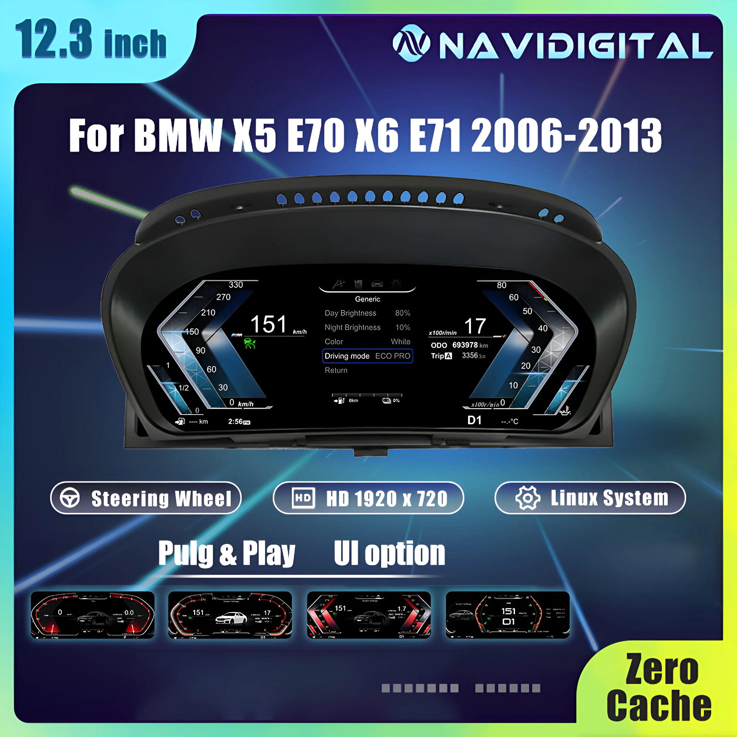 12.3" Linux Car LCD Dashboard For BMW X5 E70 X6 E71 2006-2013 CCC CIC Instrument Cluster Panel Virtual CockPit Speedometer
12.3" Linux Car LCD Dashboard For BMW X5 E70 X6 E71 2006-2013 CCC CIC Instrument Cluster Panel Virtual CockPit Speedometer