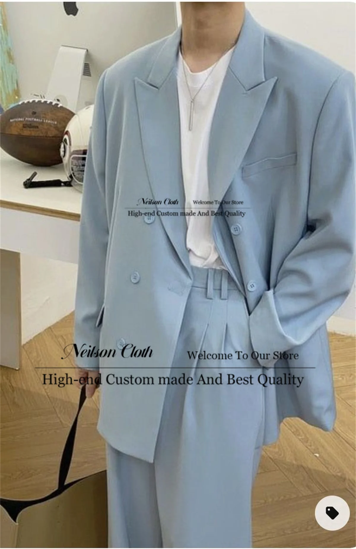 Blue Korean Male Prom Blazers Peaked Lapel Double Breasted Customized Groom Wedding Tuxedos Groomsmen 2 Pcs Sets Costume Homme
Blue Korean Male Prom Blazers Peaked Lapel Double Breasted Customized Groom Wedding Tuxedos Groomsmen 2 Pcs Sets Costume Homme