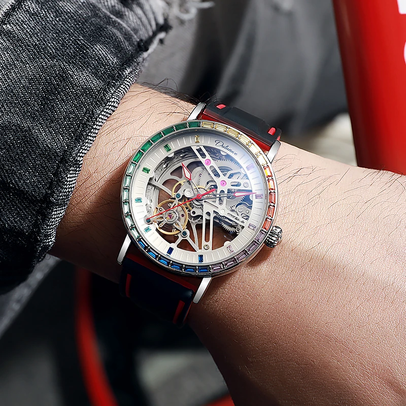 Dulunwe Luxury Mechanical Men'S Watch, Men'S Sports Watch With Colorful Skeleton Bezel Design, Water Resistant To 30m.
Dulunwe Luxury Mechanical Men'S Watch, Men'S Sports Watch With Colorful Skeleton Bezel Design, Water Resistant To 30m.