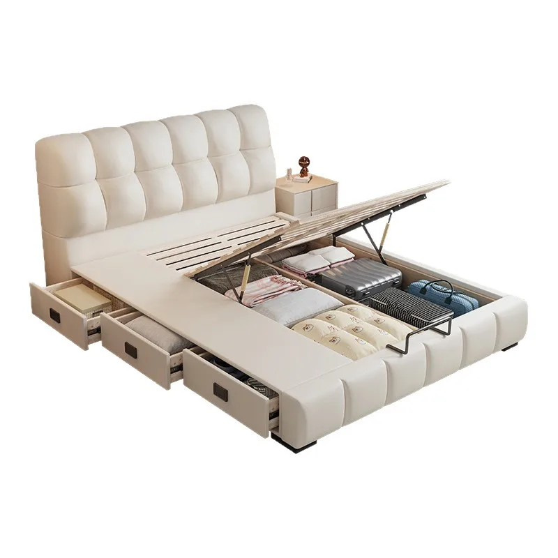 Leather bed modern simple light luxury master bedroom Internet celebrities ins cream wind
Leather bed modern simple light luxury master bedroom Internet celebrities ins cream wind