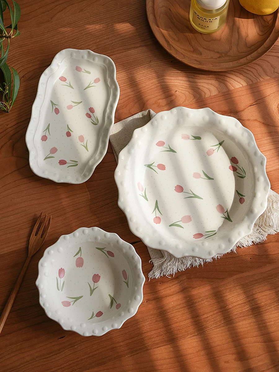 Ins Popular Ceramic Flower Printed Plate Tulip Under Glazed Breakfast Food Container Cake Desserts Fruit Bowl Korea Simple Style
Ins Popular Ceramic Flower Printed Plate Tulip Under Glazed Breakfast Food Container Cake Desserts Fruit Bowl Korea Simple Style