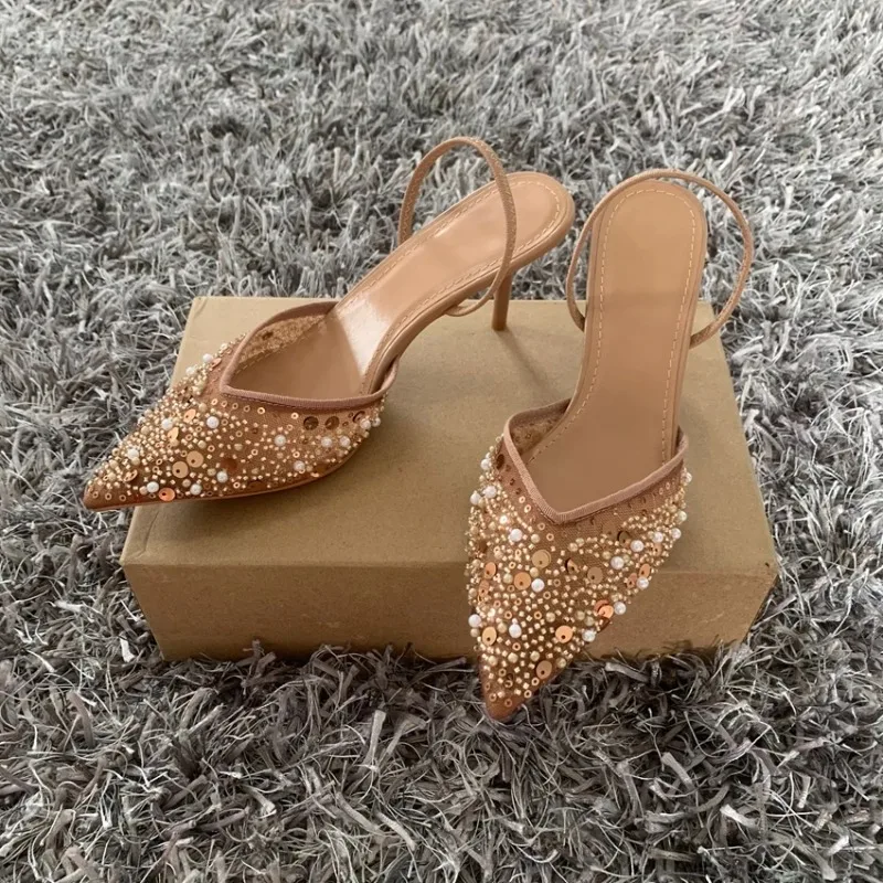 YNPO Fashion High Heeled Formal Party Shoes for Lady Luxury Sequin Pearl Stiletto Elengat Mesh Slingbacks Women Modern Sandals
YNPO Fashion High Heeled Formal Party Shoes for Lady Luxury Sequin Pearl Stiletto Elengat Mesh Slingbacks Women Modern Sandals