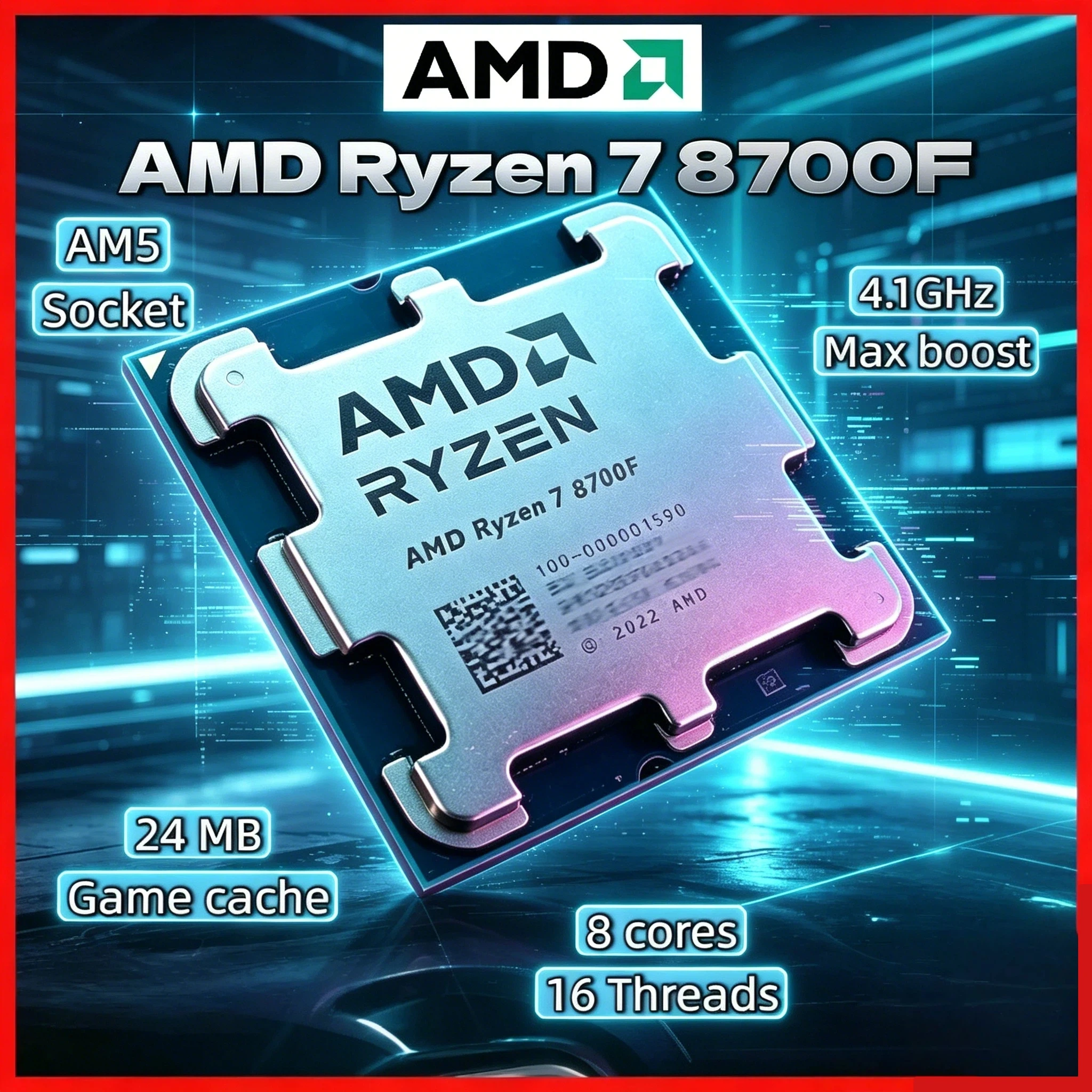 AMD Ryzen 7 8700F Desktop Gaming CPU 4.1GHz 8C 16T 65W 4NM L3 16M DDR5 Socket AM5 New R7 8700F Ultra 4K Plus 2026 Edition
AMD Ryzen 7 8700F Desktop Gaming CPU 4.1GHz 8C 16T 65W 4NM L3 16M DDR5 Socket AM5 New R7 8700F Ultra 4K Plus 2026 Edition