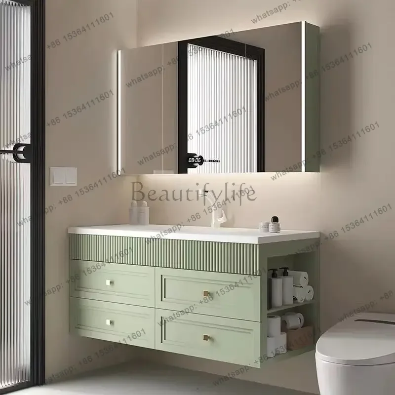 Cream wind bathroom cabinet combination ceramic integrated basin side storage washbasin light luxury bathroom cabinet
Cream wind bathroom cabinet combination ceramic integrated basin side storage washbasin light luxury bathroom cabinet