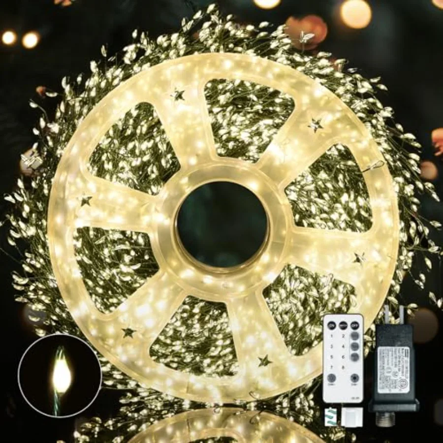 Fairy Lights Plug in, 0 Cluster Lights with Timer 195Feet Waterproof Warm Twinkle String Light with Remote for Bedroom Wreath G
Fairy Lights Plug in, 0 Cluster Lights with Timer 195Feet Waterproof Warm Twinkle String Light with Remote for Bedroom Wreath G