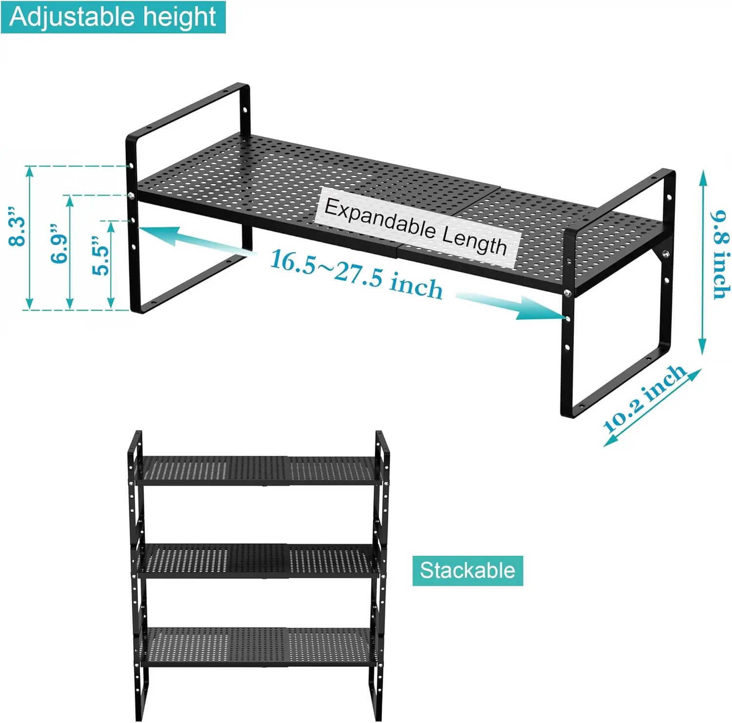 Ipegtop 2 Pack Large Expandable Cabinet Storage Shelf, Heavy Duty Stackable Steel Metal Spice Rack Adjustable Height Home
Ipegtop 2 Pack Large Expandable Cabinet Storage Shelf, Heavy Duty Stackable Steel Metal Spice Rack Adjustable Height Home