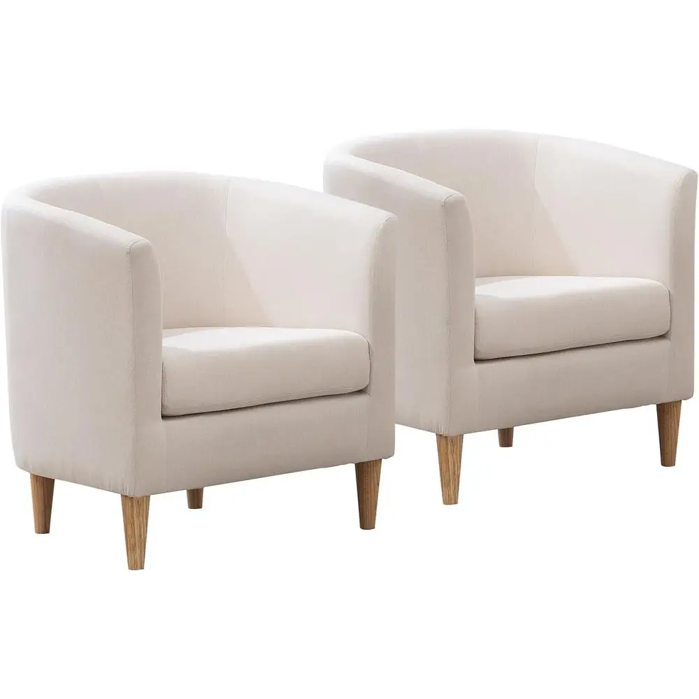 Pair of Comfortable Accent Barrel Chairs - Cozy Reading Chairs with Armrests for Living Room or Bedroom, White
Pair of Comfortable Accent Barrel Chairs - Cozy Reading Chairs with Armrests for Living Room or Bedroom, White