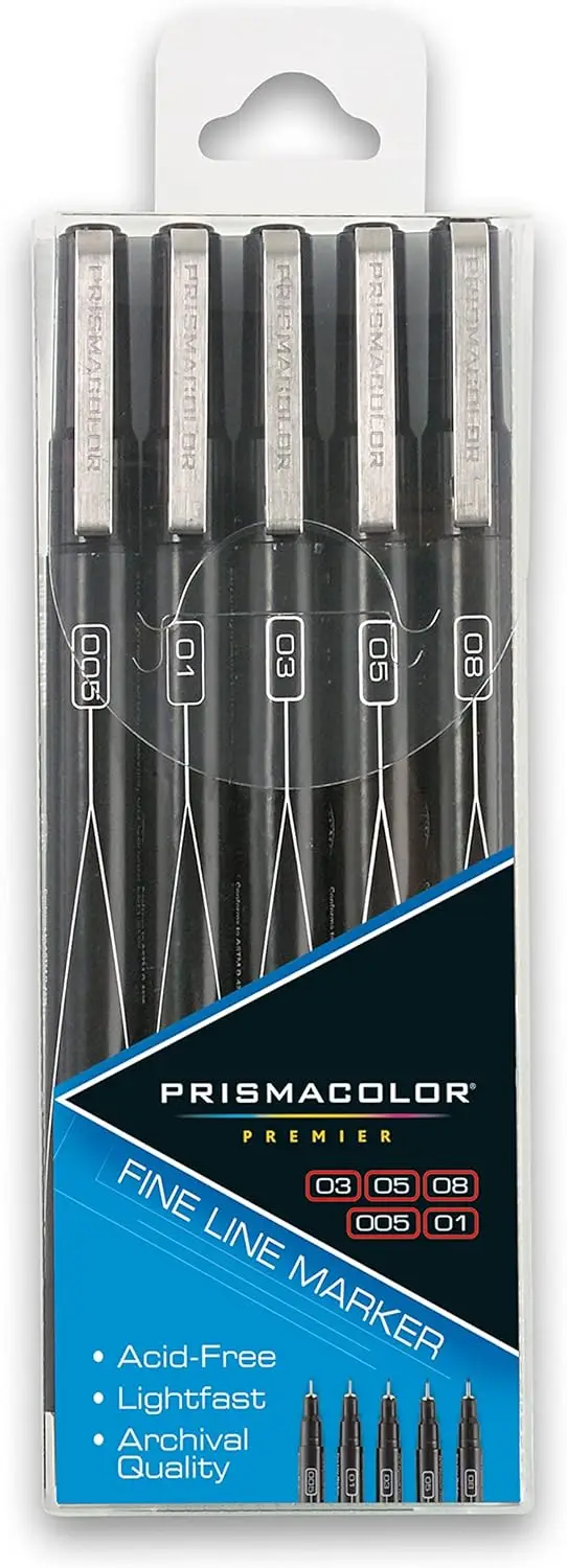Fine Line Markers, Black, 5-Pack, Precision Drawing Pens for Art, Technical Illustration, and Detailed Sketching
Fine Line Markers, Black, 5-Pack, Precision Drawing Pens for Art, Technical Illustration, and Detailed Sketching