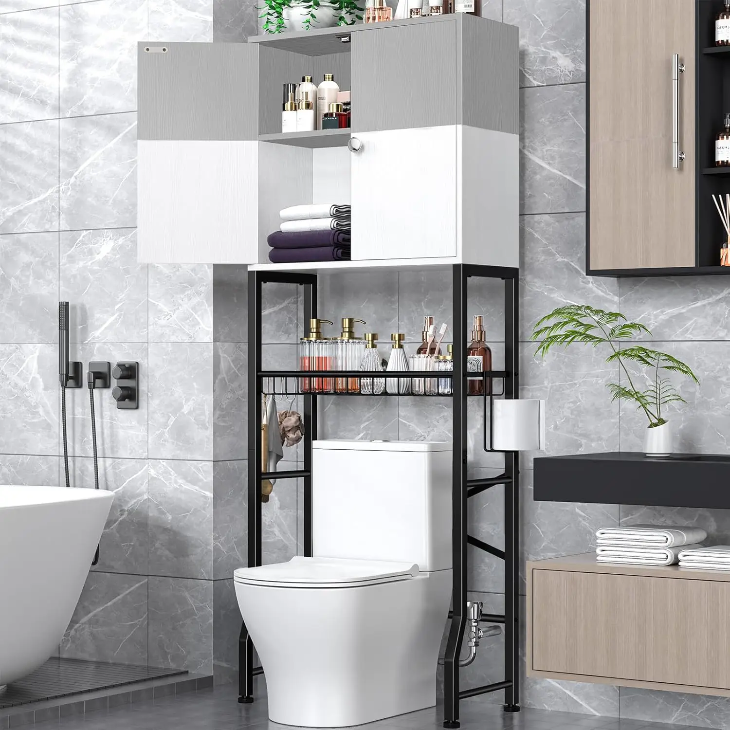 Over-The-Toilet Storage Rack, 4-Tier Bathroom Organizer Shelf Over Toilet with Barn Doors Cabinet and Basket, Freestanding Sp
Over-The-Toilet Storage Rack, 4-Tier Bathroom Organizer Shelf Over Toilet with Barn Doors Cabinet and Basket, Freestanding Sp