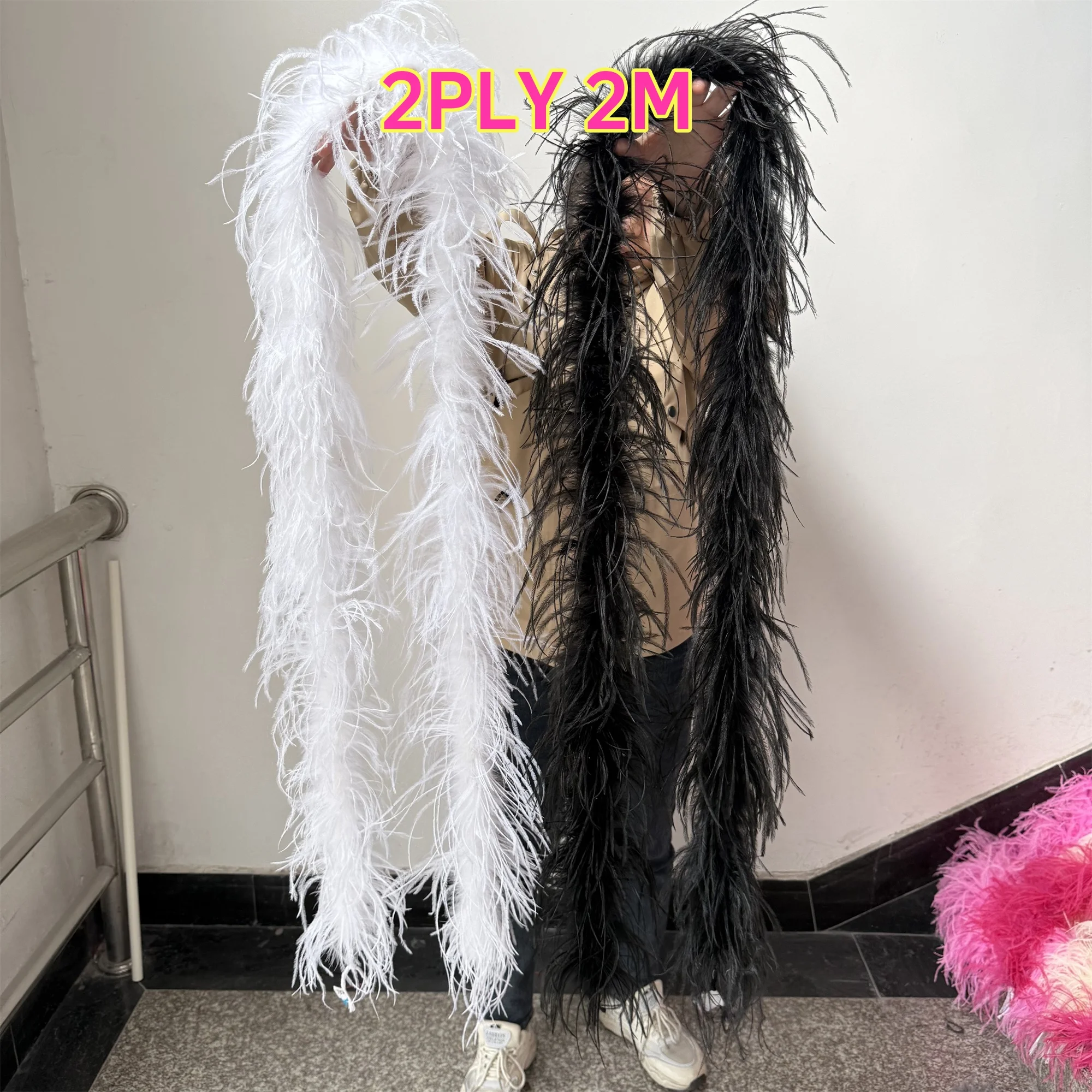 Customized 2 Ply Ostrich Feathers Boa for Wedding Clothing Dress Decoration Fluffy Feather Trim Plumas Shawl 2Meter long
Customized 2 Ply Ostrich Feathers Boa for Wedding Clothing Dress Decoration Fluffy Feather Trim Plumas Shawl 2Meter long