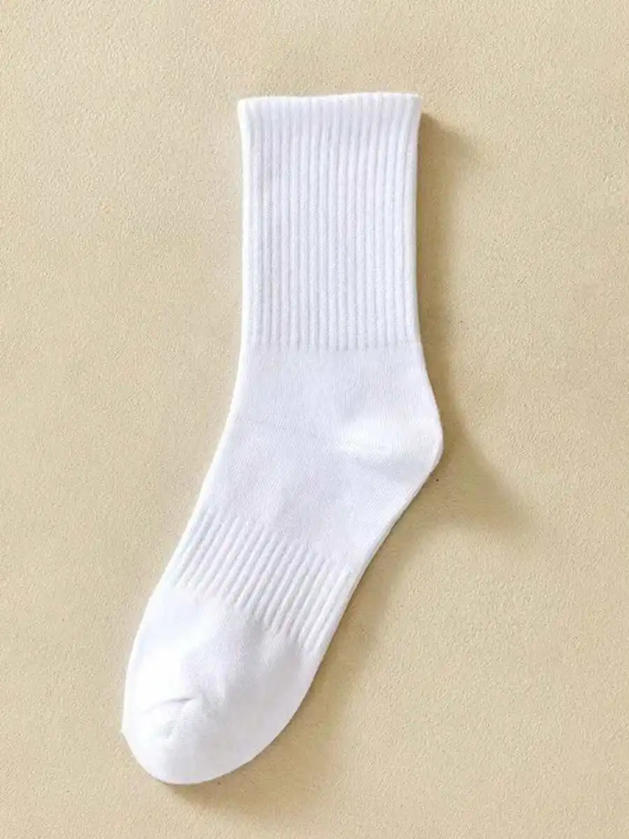 5 Pairs Solid White Crew Socks For Women Vertical Ribbed Breathable Moisture Wicking Soft Comfort Casual Sports
5 Pairs Solid White Crew Socks For Women Vertical Ribbed Breathable Moisture Wicking Soft Comfort Casual Sports