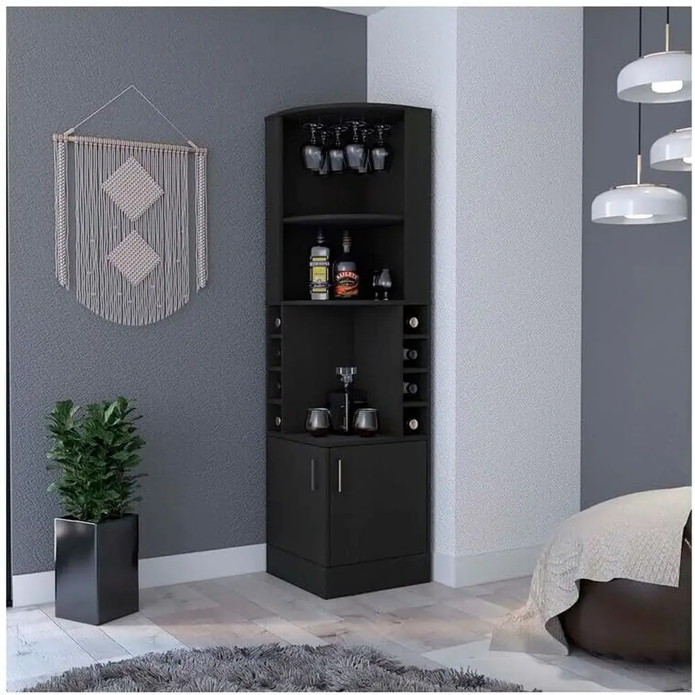 Vintage-Style Bar Cabinet with Integrated Wine Storage, Door, and Adjustable Shelves
Vintage-Style Bar Cabinet with Integrated Wine Storage, Door, and Adjustable Shelves