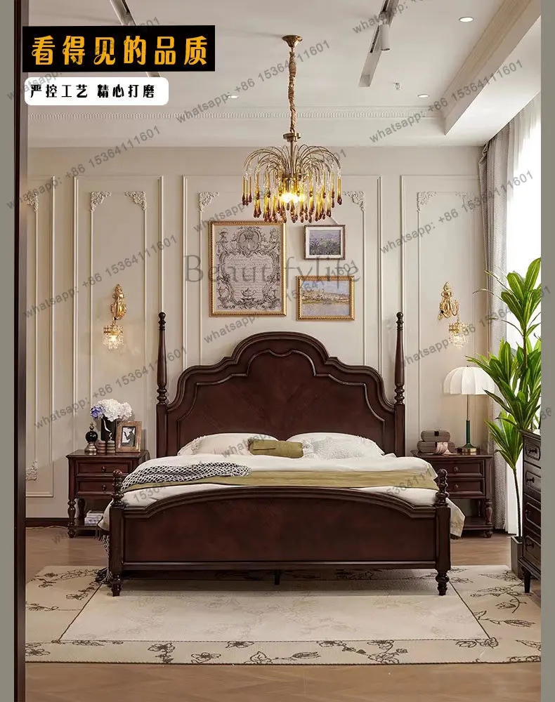 Solid wood French antique master bedroom large bed household high-end small apartment American
Solid wood French antique master bedroom large bed household high-end small apartment American