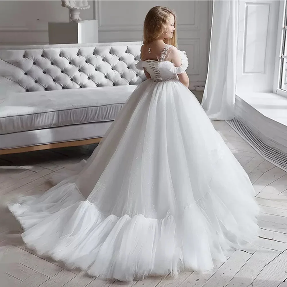 White Customized Flower Girl Dress for Wedding Tulle Ruffles Beaded Floor Lenght Kids Birthday Party First Communion Ball Gown
White Customized Flower Girl Dress for Wedding Tulle Ruffles Beaded Floor Lenght Kids Birthday Party First Communion Ball Gown