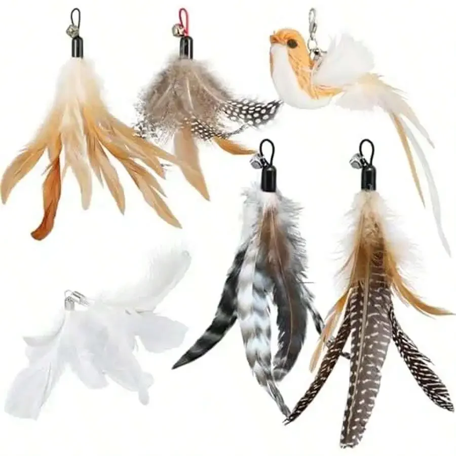 Cat Feather Teaser Wand Toys With Natural Refills And Wooden Handle
Cat Feather Teaser Wand Toys With Natural Refills And Wooden Handle
