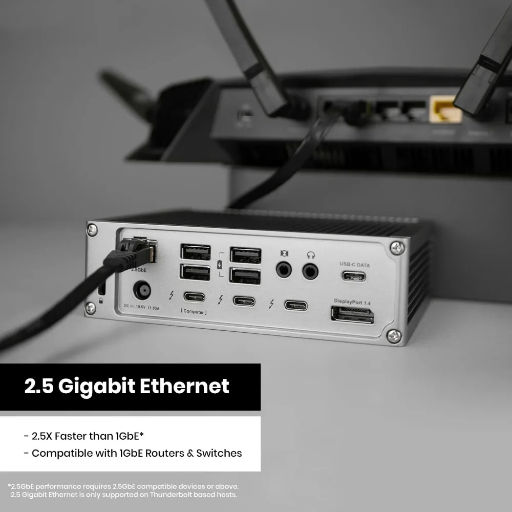 TS4 Thunderbolt 4 Dock - 18 Ports, 98W Charging, 40Gb/s Thunderbolt 4, USB-A/C, 2.5GbE, 8K/6K Displays, Mac/PC/Chrome Compatible
TS4 Thunderbolt 4 Dock - 18 Ports, 98W Charging, 40Gb/s Thunderbolt 4, USB-A/C, 2.5GbE, 8K/6K Displays, Mac/PC/Chrome Compatible
