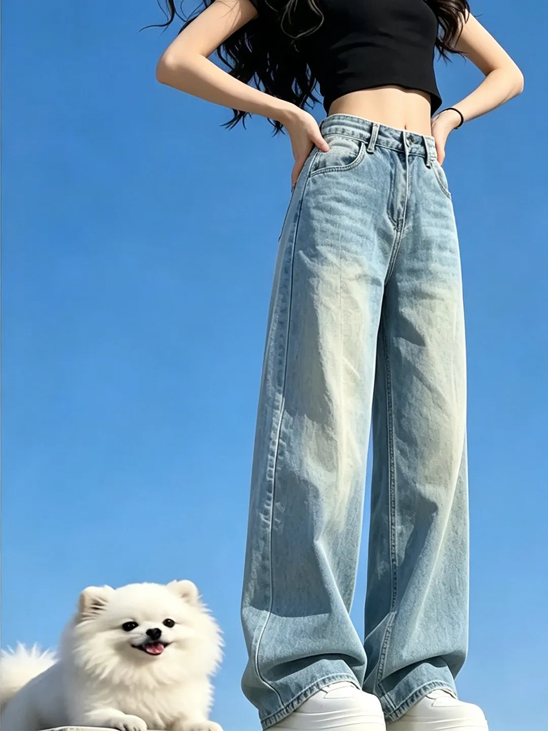 Retro Light Blue Wide Leg Jeans Women's Loose Slimming Hip Covering High Waist Straight Tube Floor-Length Pants Summer New
Retro Light Blue Wide Leg Jeans Women's Loose Slimming Hip Covering High Waist Straight Tube Floor-Length Pants Summer New
