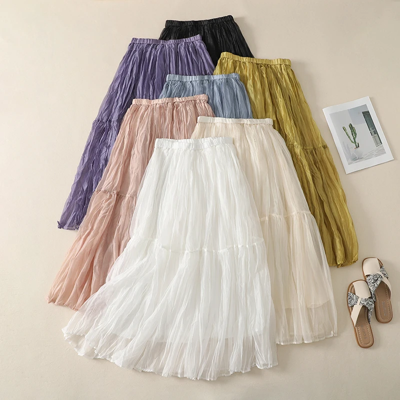 Summer New Multi-Color Cake Half Skirt High Waist Slimming Drapey Versatile Midi Skirt Elastic Waist Thin Polyester Fiber
Summer New Multi-Color Cake Half Skirt High Waist Slimming Drapey Versatile Midi Skirt Elastic Waist Thin Polyester Fiber