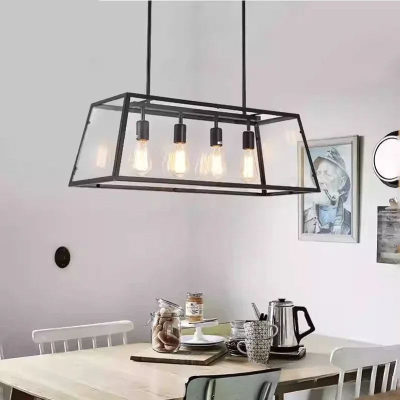 Industrial Style Iron Art Pendant Lamp Rectangular American Retro Coffee Shop Restaurant Bar Counter Glass Chandelier Commercial
Industrial Style Iron Art Pendant Lamp Rectangular American Retro Coffee Shop Restaurant Bar Counter Glass Chandelier Commercial