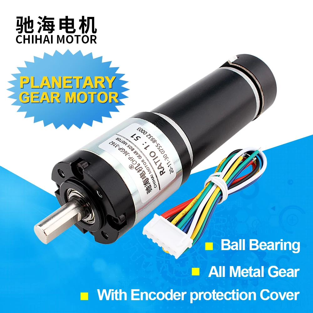 CHP-36GP-3162ABHL 8mm Shaft DC CW/CCW 24V 12v1900rpm 10rpm Planetary Geared 3162 Motor With Encoder For Self-balancing Car Robot
CHP-36GP-3162ABHL 8mm Shaft DC CW/CCW 24V 12v1900rpm 10rpm Planetary Geared 3162 Motor With Encoder For Self-balancing Car Robot