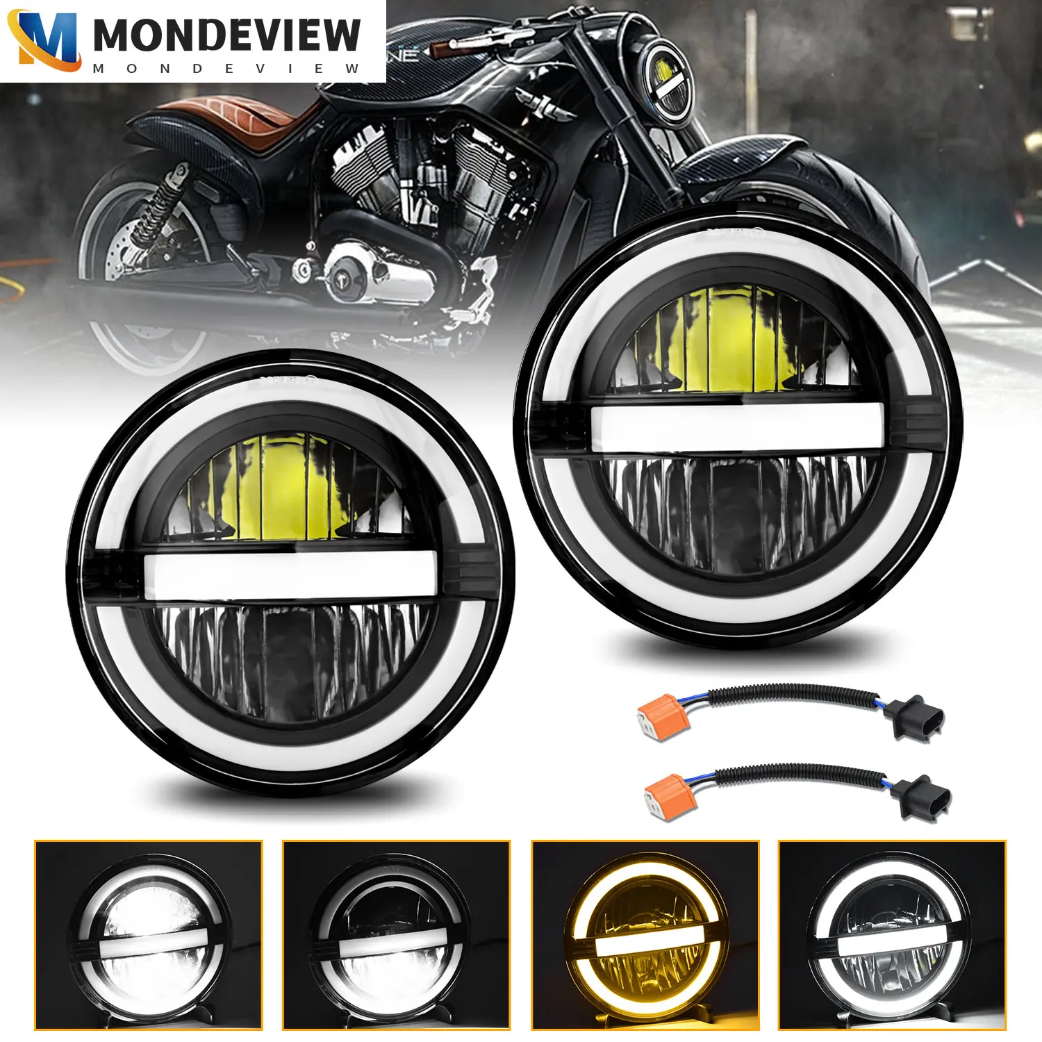 7-inch motorcycle LED headlights universal round headlights suitable for use with Harley retro sedan Honda CB400 Jeep Wrangler 
7-inch motorcycle LED headlights universal round headlights suitable for use with Harley retro sedan Honda CB400 Jeep Wrangler